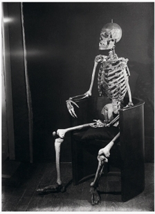 Jacques-André Boiffard, Squelette dans l’atelier de Man Ray, vers 1928, épreuve gélatino-argentique, tirage contact d’époque