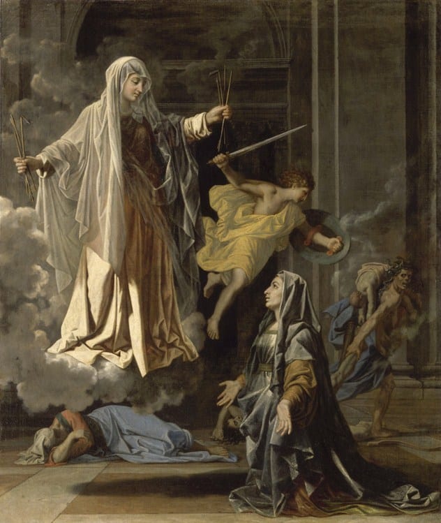 Sainte Françoise Romaine announcing in Rome the end of the plague, Nicolas Poussin, 1657
