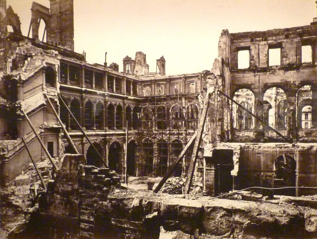 The Paris City Hall burned down during the Commune, photograph by Alphonse Liébert.