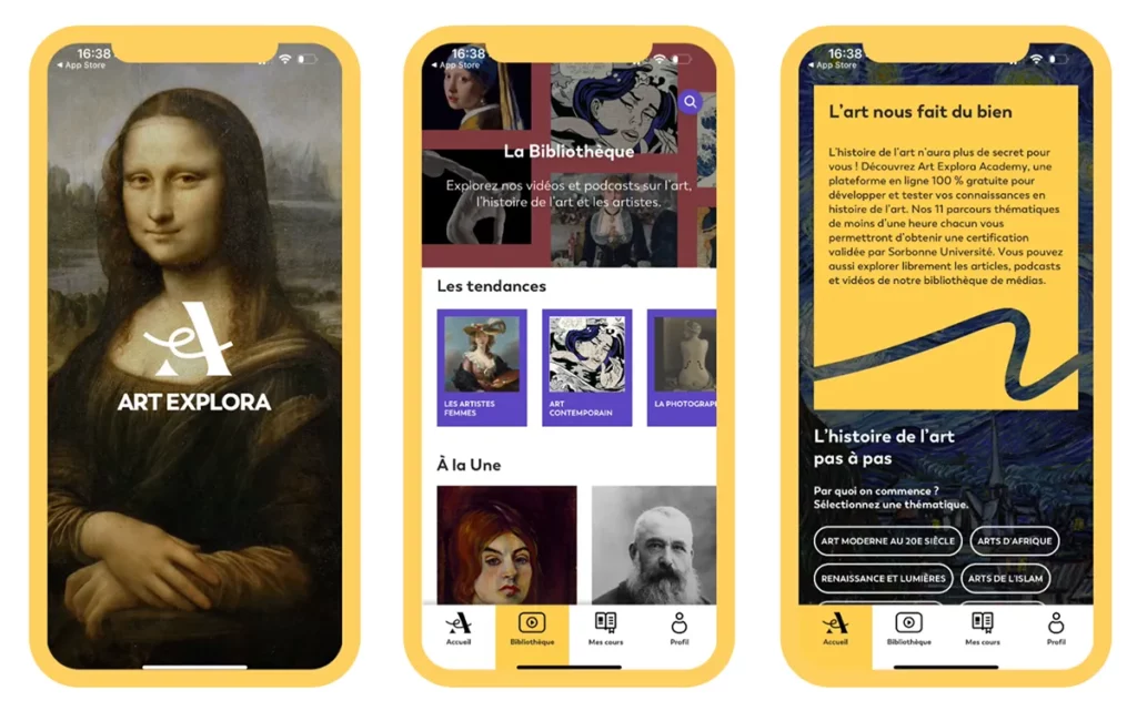 Application mobile pour apprendre l'histoire de l'art