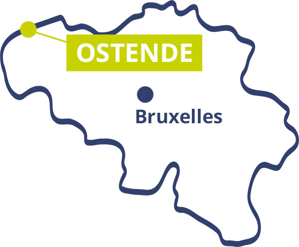 Carte d'Ostende en Belgique