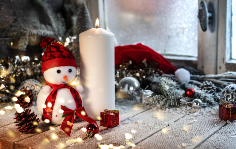 Winter window with snow and ice Christmas decoration gifts