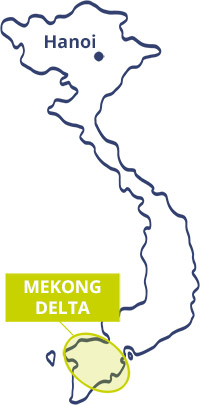 Map of mekong Delta, Vietnam