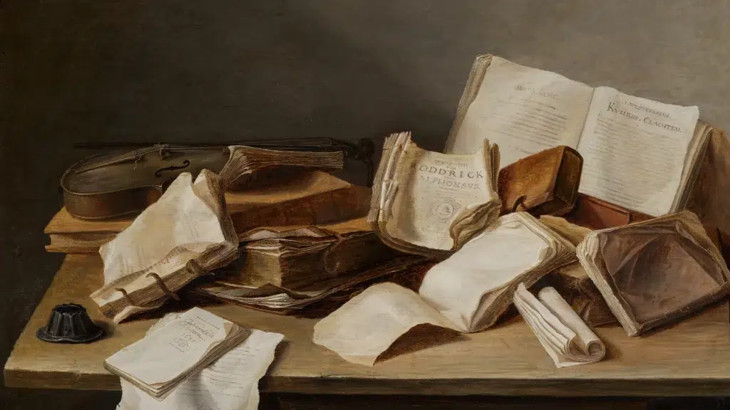 Jan Davidsz de Heem Still Life with Books and a Violin